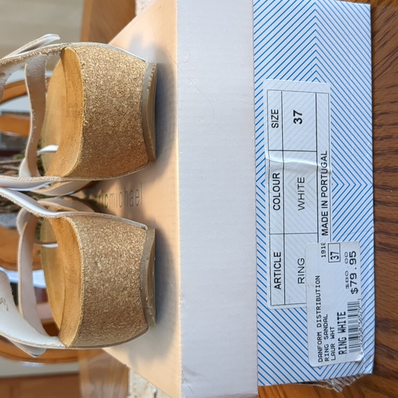 Eric Michael White Leather Adjustable Strap Low Wedge Sandals 37 - Picture 3 of 12